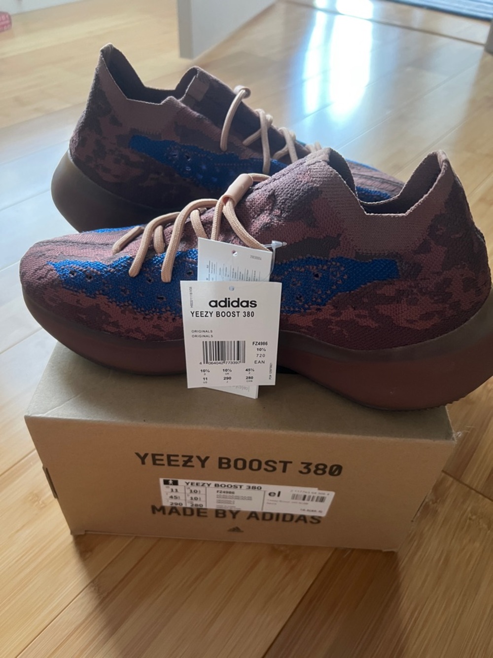 Adidas Yeezy Boost 380 Originals size 11 Brown Azure 2024 new with tag